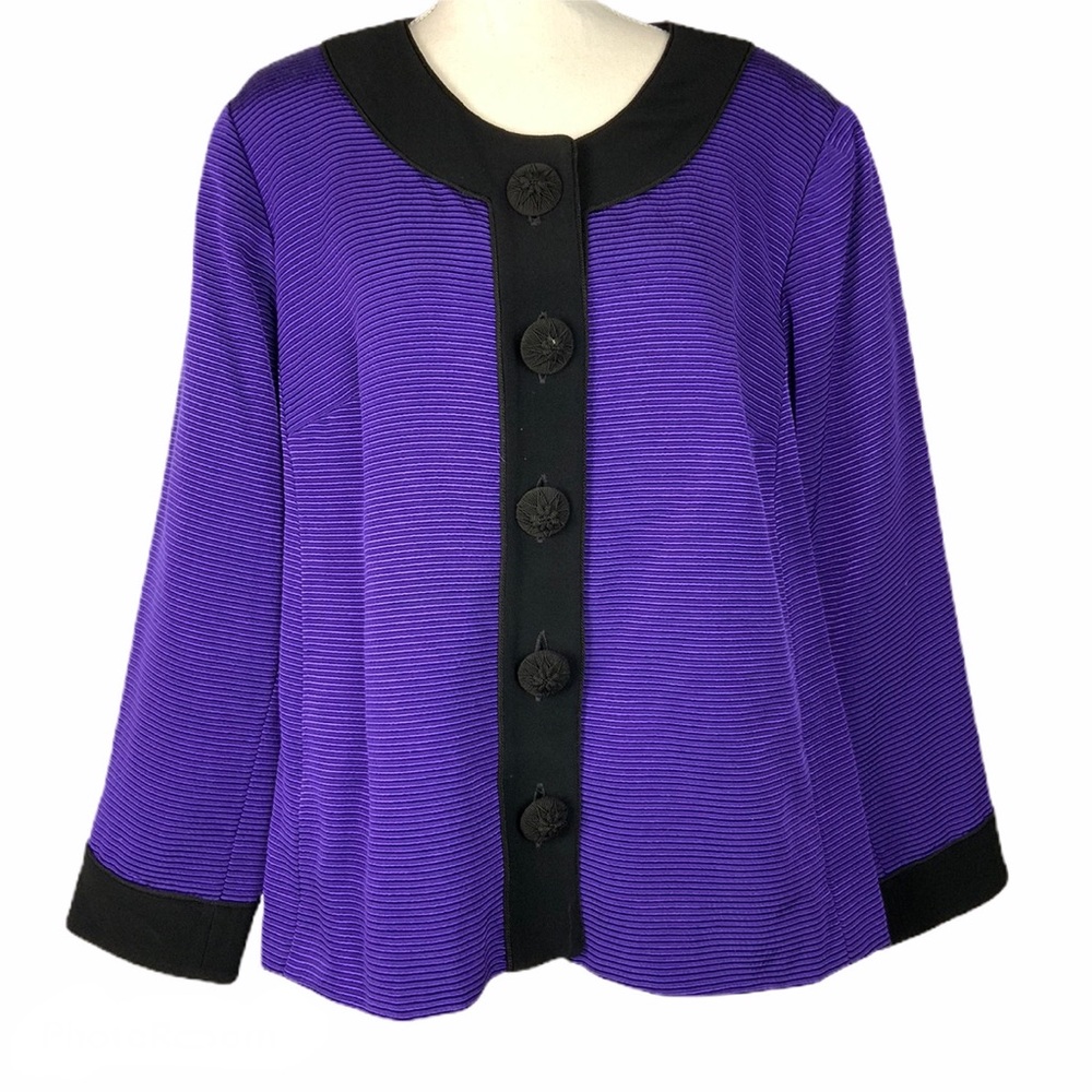 Plus Size 3X Blazer Purple Black Silk Lined Jacket